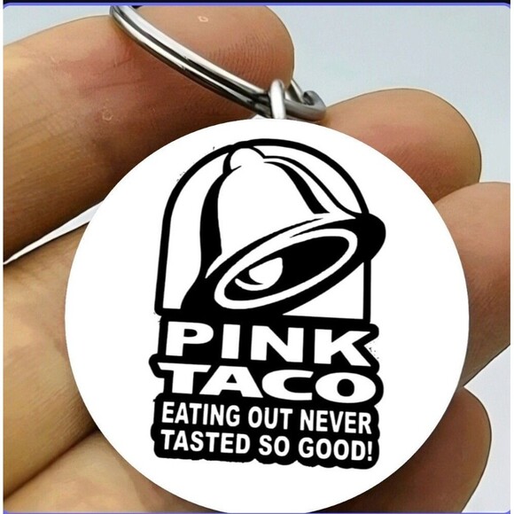 Pink Taco Bell Eating Out Never Fell So Good Stainless Keychain Food Chef - Picture 1 of 1
